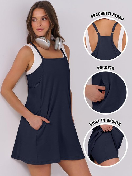 ANRABESS Summer Dress - Women's Beach Vacation Outfit with Built-In Shorts | Athletic Tennis Romper