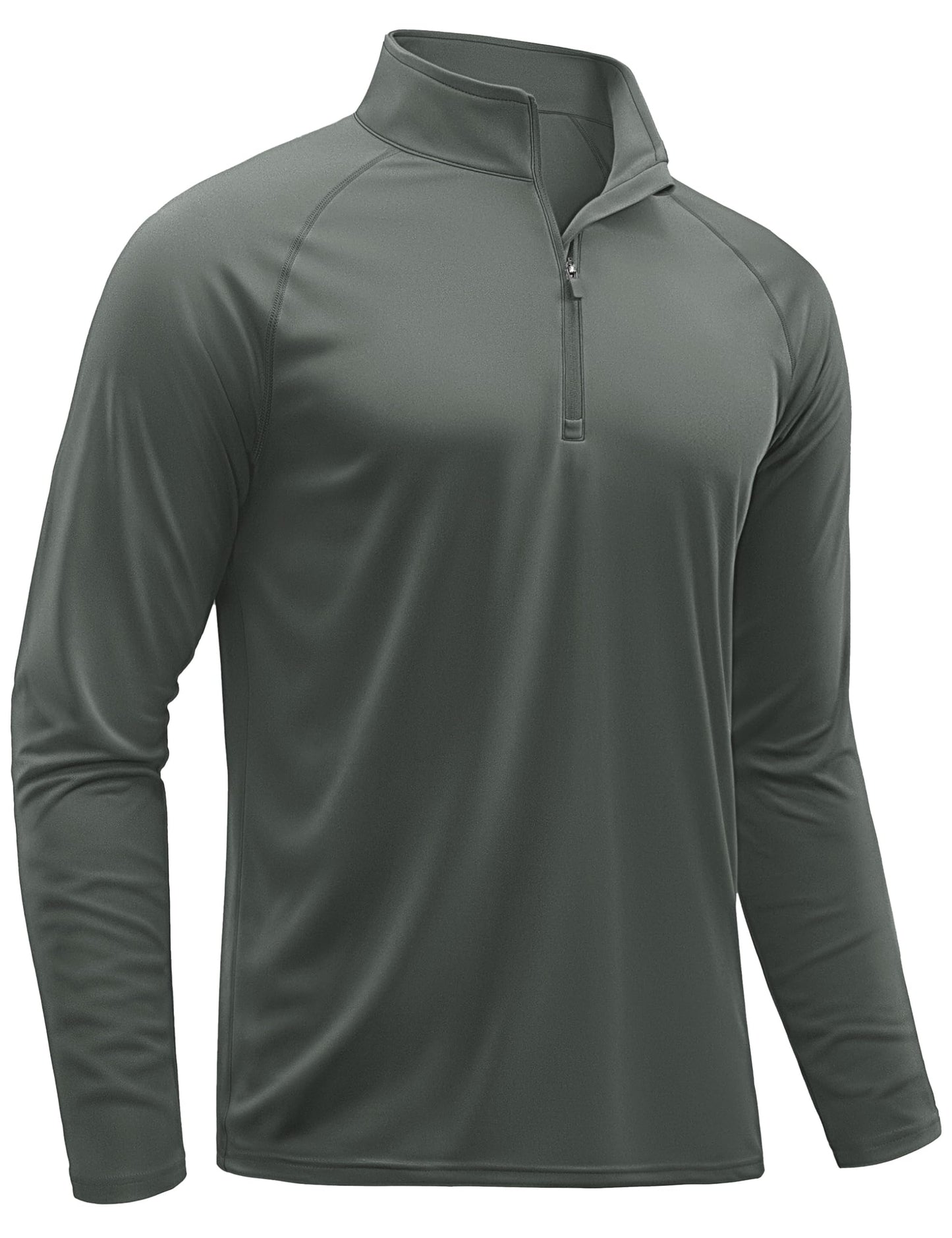 TACVASEN Mens Pullover Athletic T- Shirts Rash Guard for Men Long Sleeve Sun Proction Quarter Zip Quick Dry Fit Workout Shirts Dark Grey M