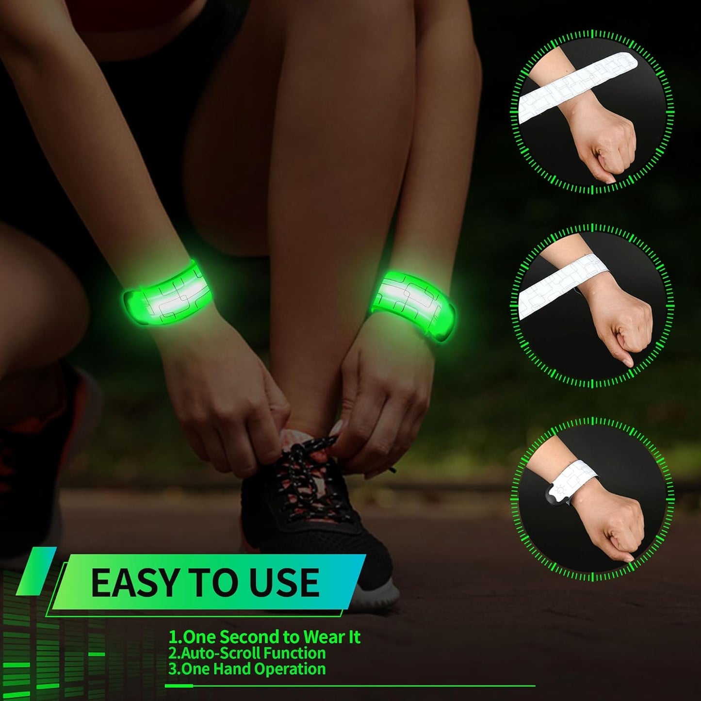 Skiennix LED Armband - Rechargeable Safety Light for Running & Night Activities | High Visibility Reflective Gear