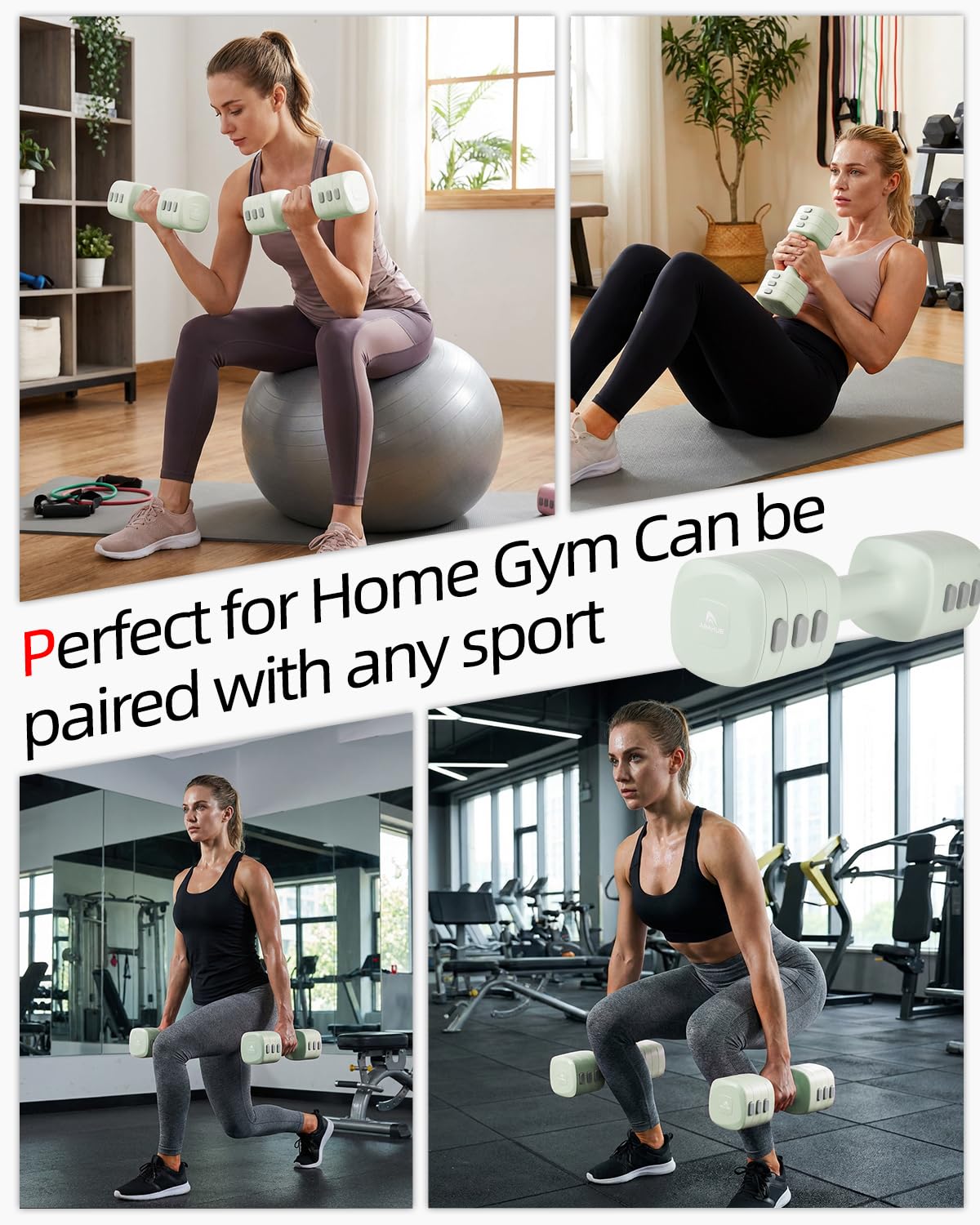 Abahub Dumbbell Set for Home Gym, 4 in 1 Adjustable Weights Dumbbells Set for Women, 11LB, Green