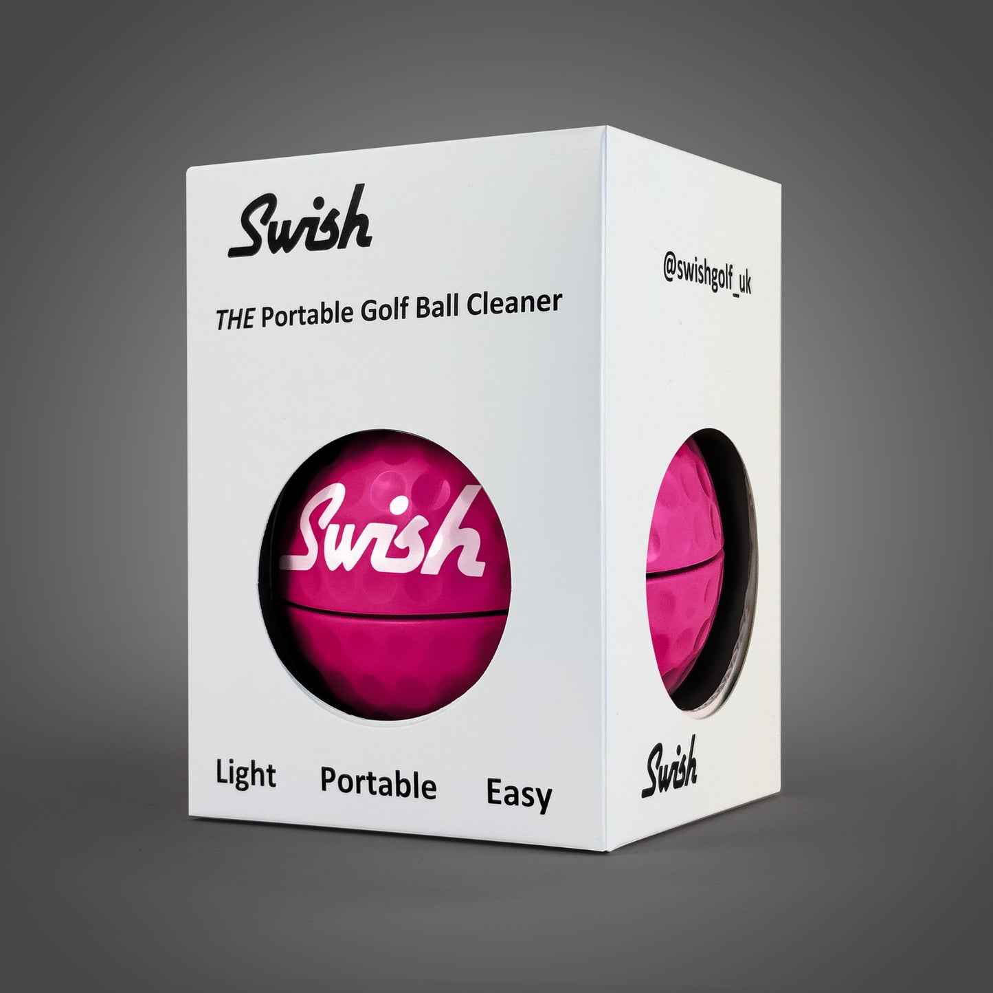 Tharos Distribution Swish Portable Golf Ball Cleaner – Clip-On Golf Accessory for Bag or Cart – Perfect Golf Gift (Pink)