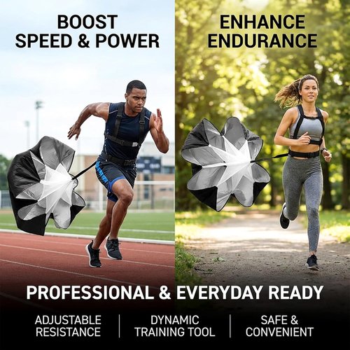 MAQIHAN Running Parachute - 56-Inch Adjustable Speed Trainer for Agility & Sprinting