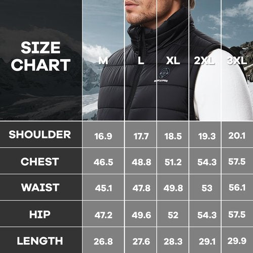 SNOW LEOPARD Heated Vest for Men with Battery Pack Included, Mens Heated Vest Rechargeable Men's Electric Vest for Hiking/Golfing/Hunting, Large, Black