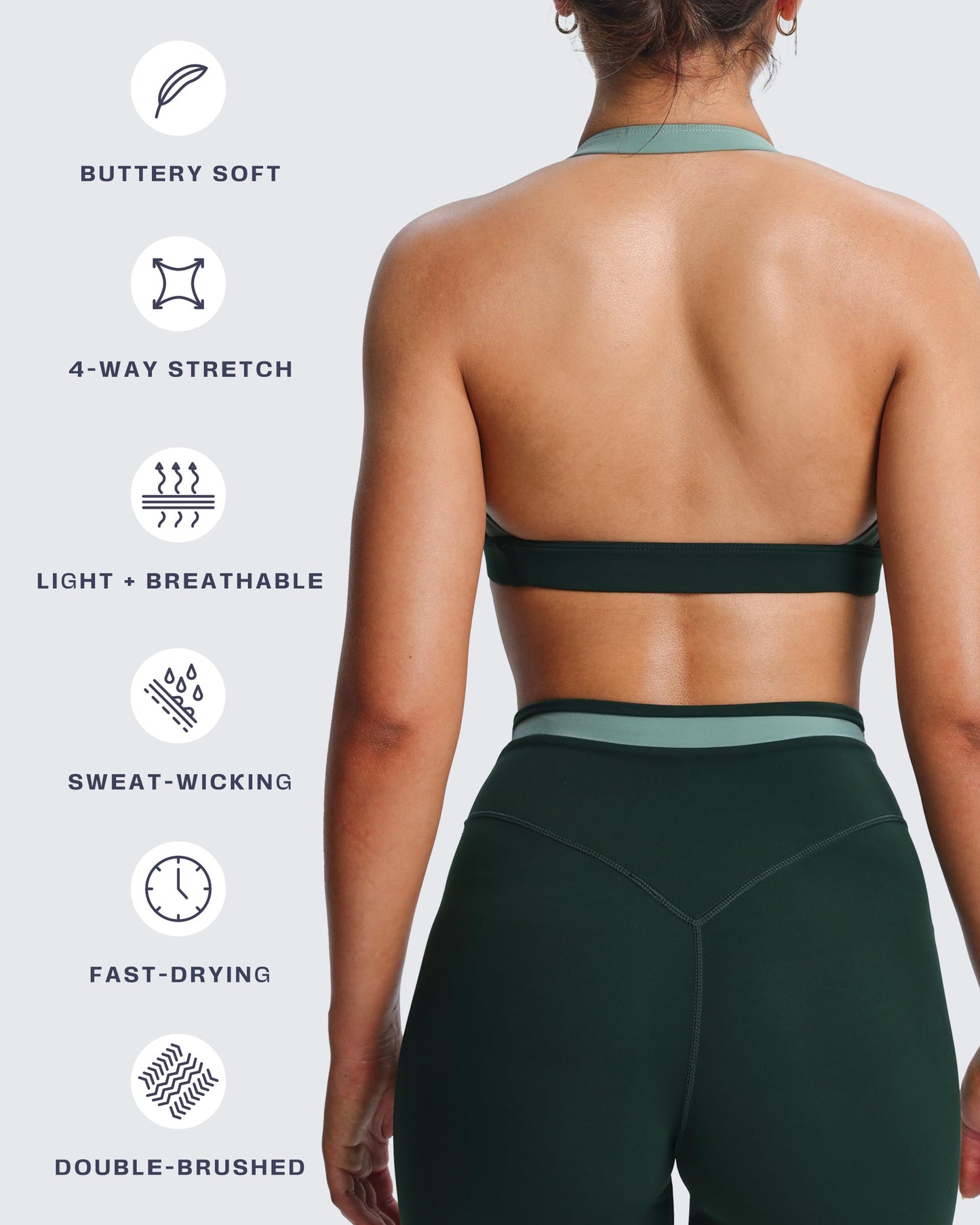 Aoxjox Women's Color Block Halter Workout Sports Bras Fitness Athletic Vanessa Bra Yoga Crop Tank (Forest Green/Sage Green, Small)