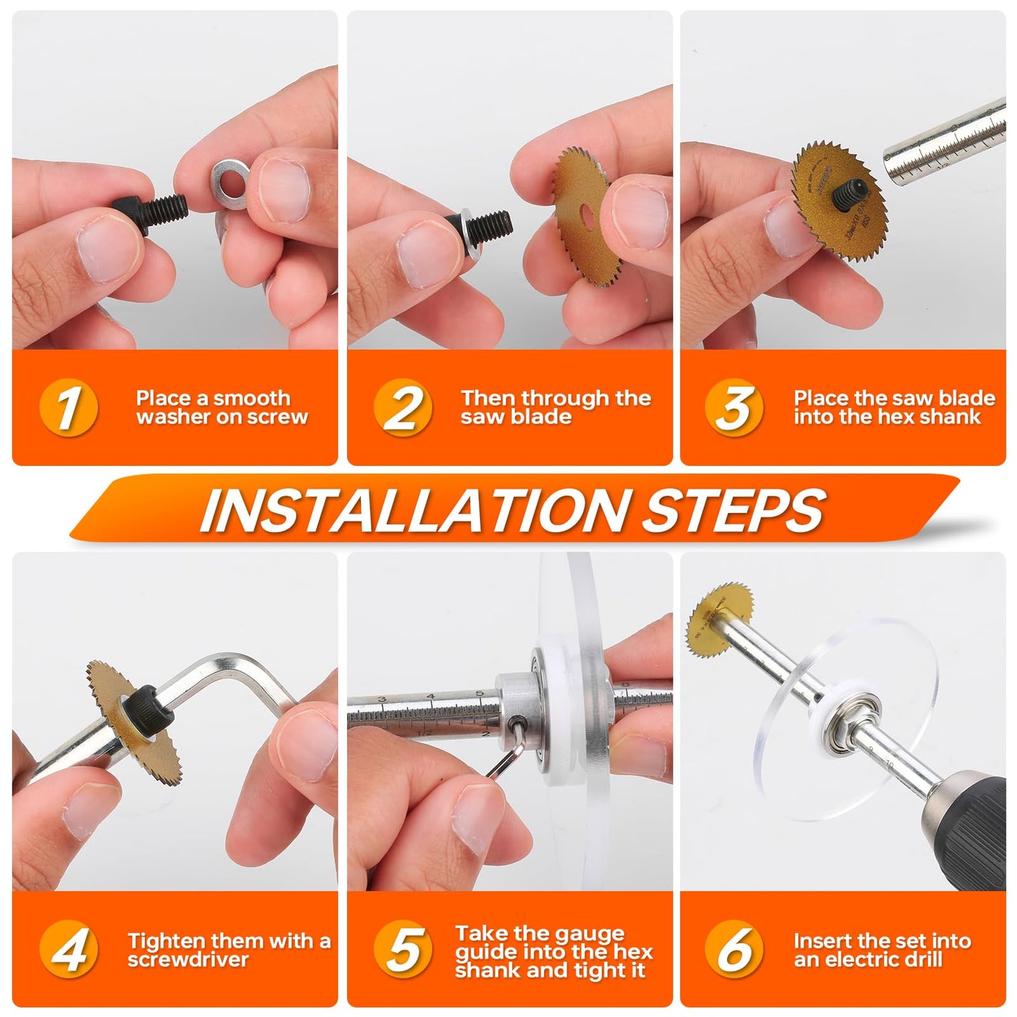 Inside Pipe Cutter for PVC Pipe, Cutter Tool Set with Scale Adjustable Depth Gauge, 5PCS Saw Blades and Hex Shank, Internal Plastic ABS Pipe Cutter Set