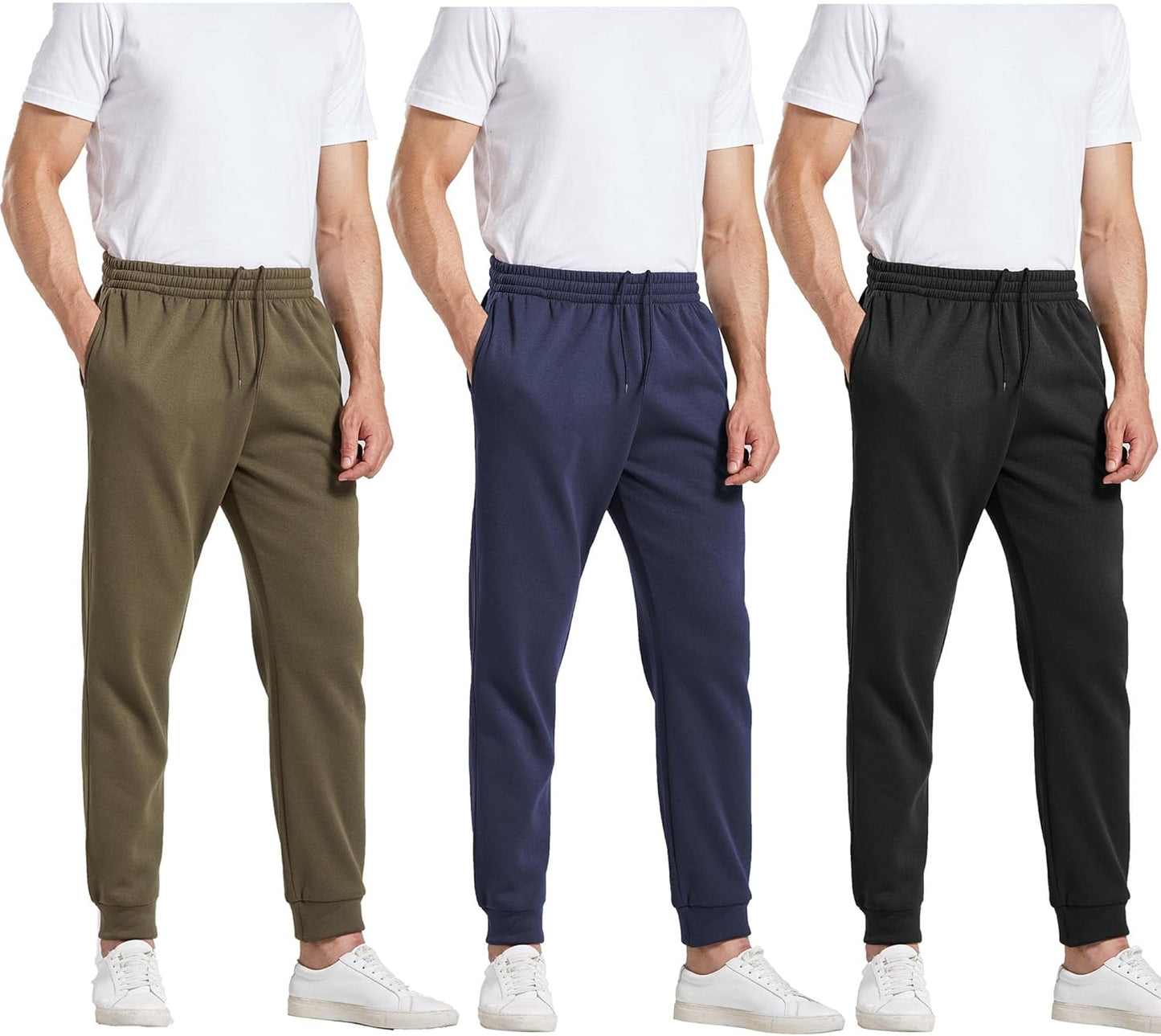 MLYENX Fleece Sweatpants for Men - Comfy Athletic Jogger Pants with Pockets | 2/3 Pack