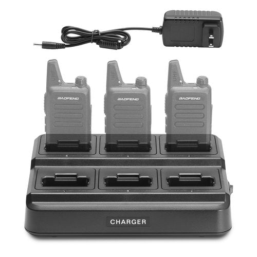BAOFENG Six-Way Charger for RT22 T22, Multi-Unit Charging Station Base for BAOFENG T22, Retevis RT22 RT22S RB19 RB19P RB39 RB39P Walkie Talkie, Rapid Charger, Black
