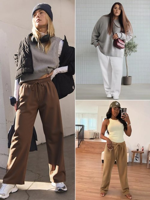 ATHMILE Women 2026 Fall Fleece Lined Plus Size Sweatpants Baggy Open Bottom Lounge Heated Pants Athletic Joggers Black