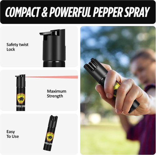 Guard Dog Security Maximum Strength Pepper Spray - Compact Self Defense Canister | 16 ft Range, Made in USA