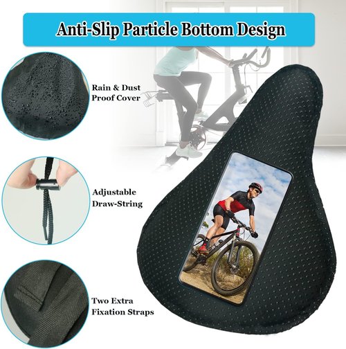 Geronmine Gel Bike Seat Cover - Padded Saddle Cushion for Men & Women | Comfortable for Indoor & Outdoor Cycling