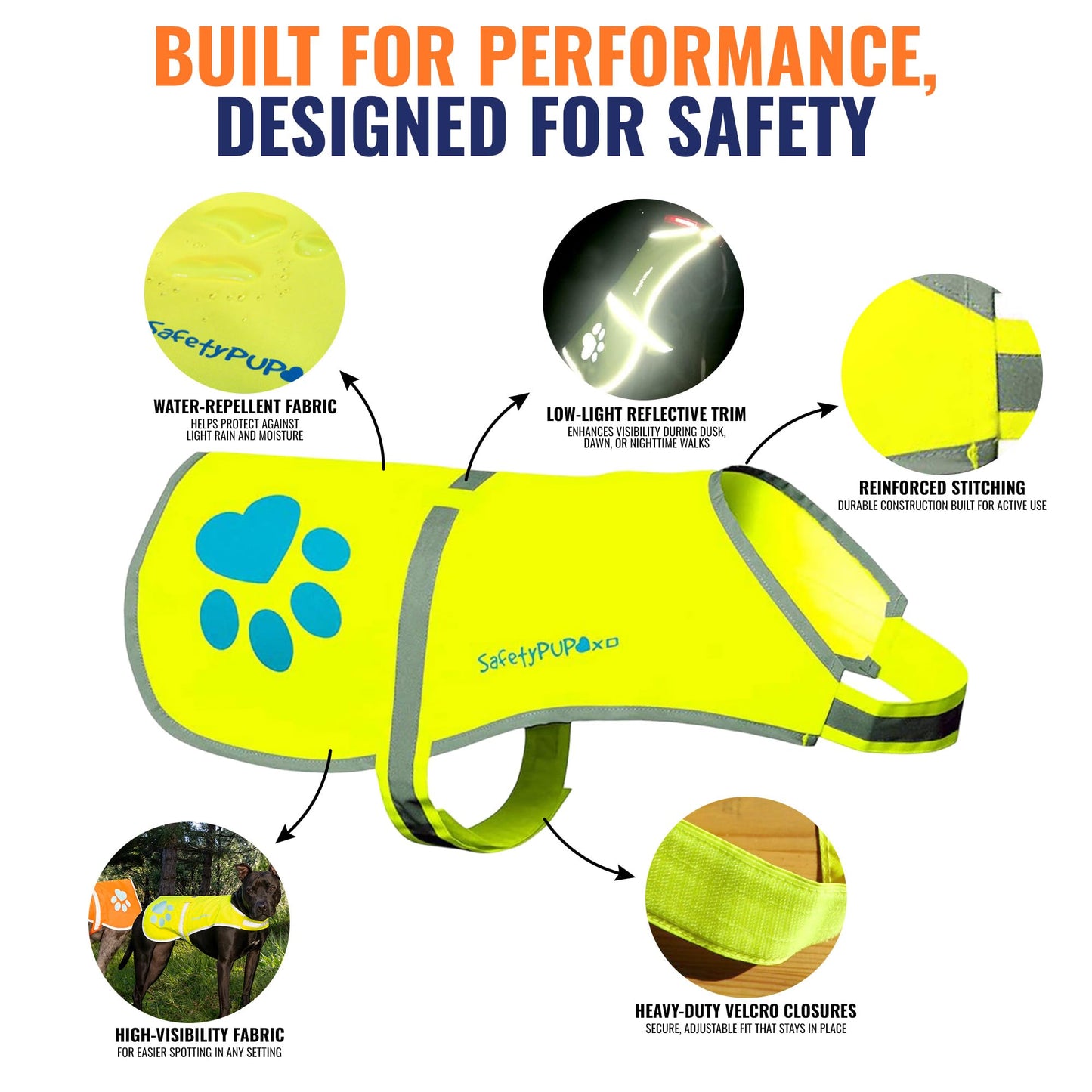 Reflective Dog Vest, Hi Vis Safety Gear for Low-Light Morning & Night Walks