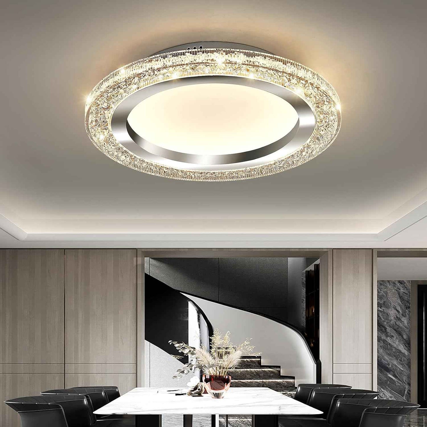 28W Gold LED Flush Mount Ceiling Light - 12" Modern Round Fixture for Bedroom, Kitchen, Bathroom