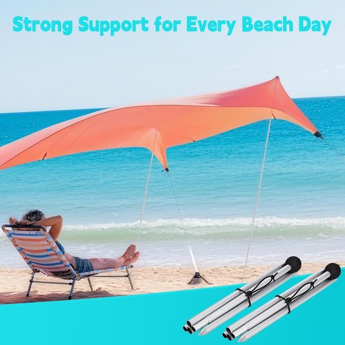 2 Pack Replacement Beach Tent Poles Compatible with Neso, Portable Extra Poles for Beach Tent, 6.56ft Pole, Aluminum Canopy Foldable Pole, Compatible with Neso Grande and Gigante Tents