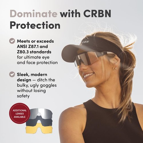 CRBN Pickleball - Pivot Pickleball Glasses for Men & Women - Eye Protection - Photochromic Lens Provides Sun & Impact Protection in All Conditions