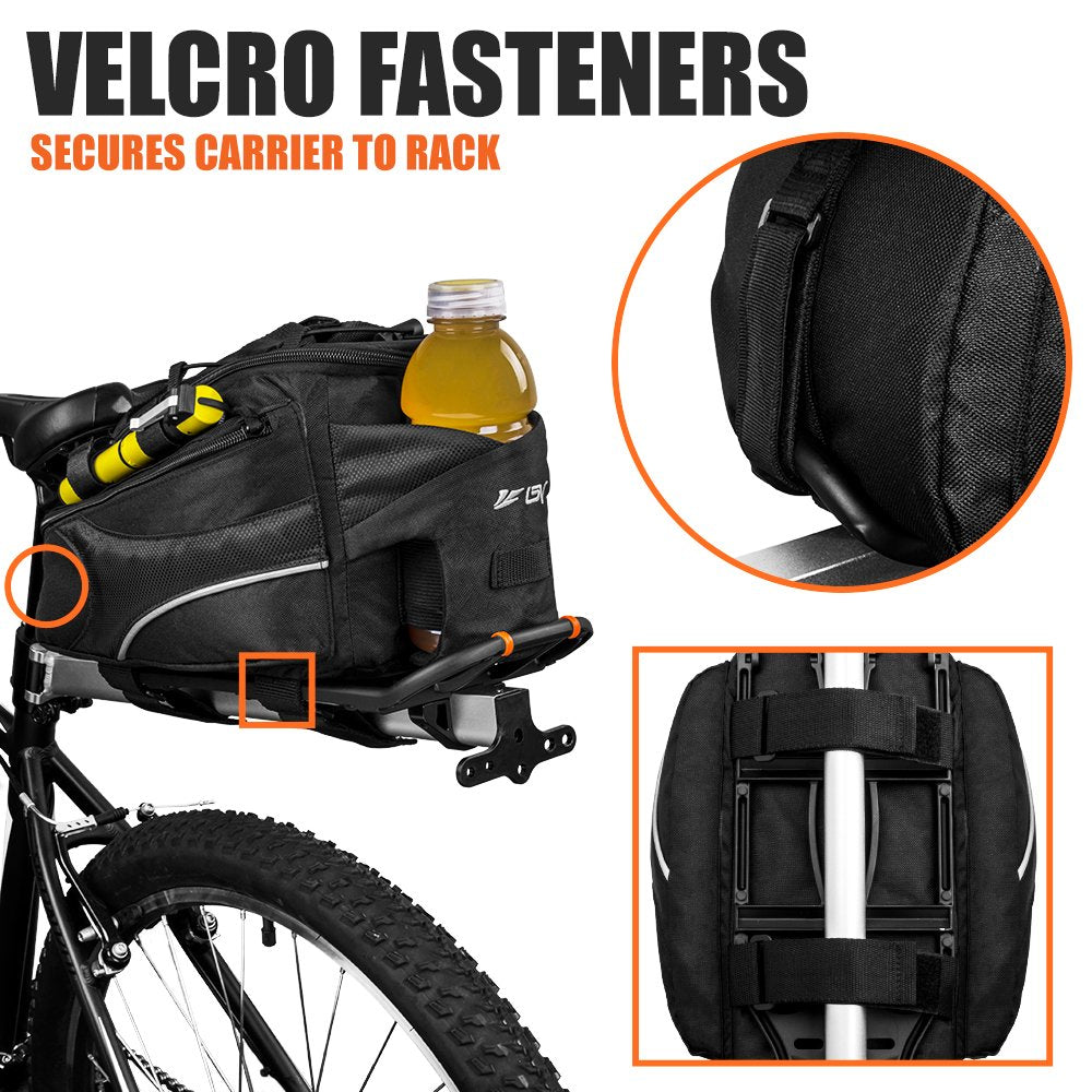 BV Bike Bag - Rear Bike Saddle Bag with Secure Velcro Mount & Shoulder Strap - Pump Holder, Bottle Pocket & Reflective Trim - Ideal for Work, Commute & Everyday Cycling - Bike Bags for Bicycles