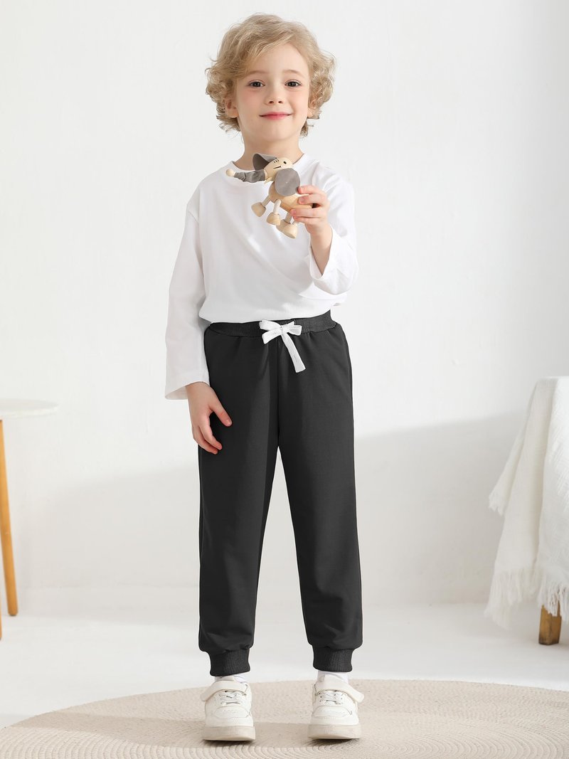 Resinta 3 Pack Toddler Boys Sweatpants Kids Active Jogger Pants Boys Casual Athletic Pull On Pants with Drawstring Pockets