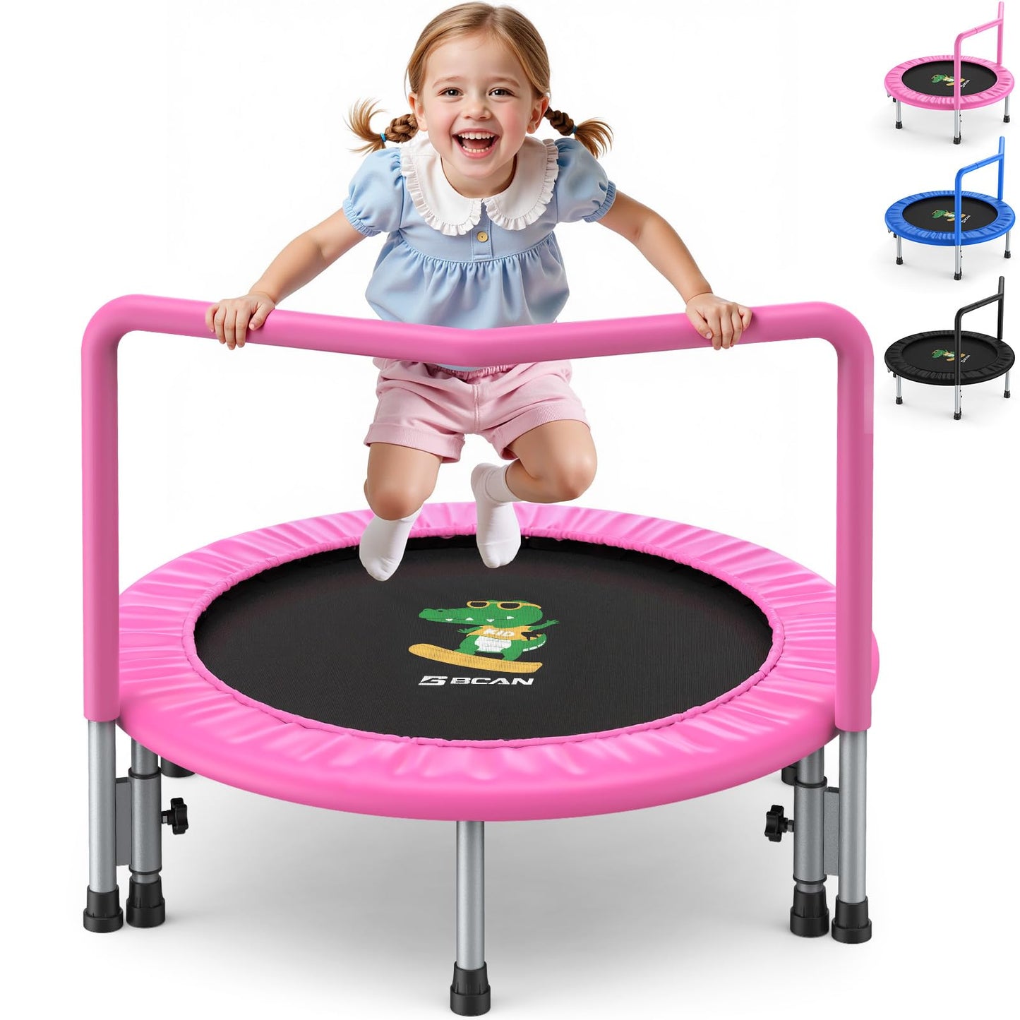 BCAN SP1 36'' Kids Toddler Trampoline Indoor, Foam Handle | FED Fitness