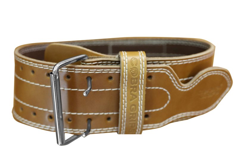 Weight Power Lifting Belt 4” Wide Cobra Grips Best Premium Genuine Leather Belt for Men & Women Adjustable Weightlifting Back Support (Brown, X-Large 41"-49)