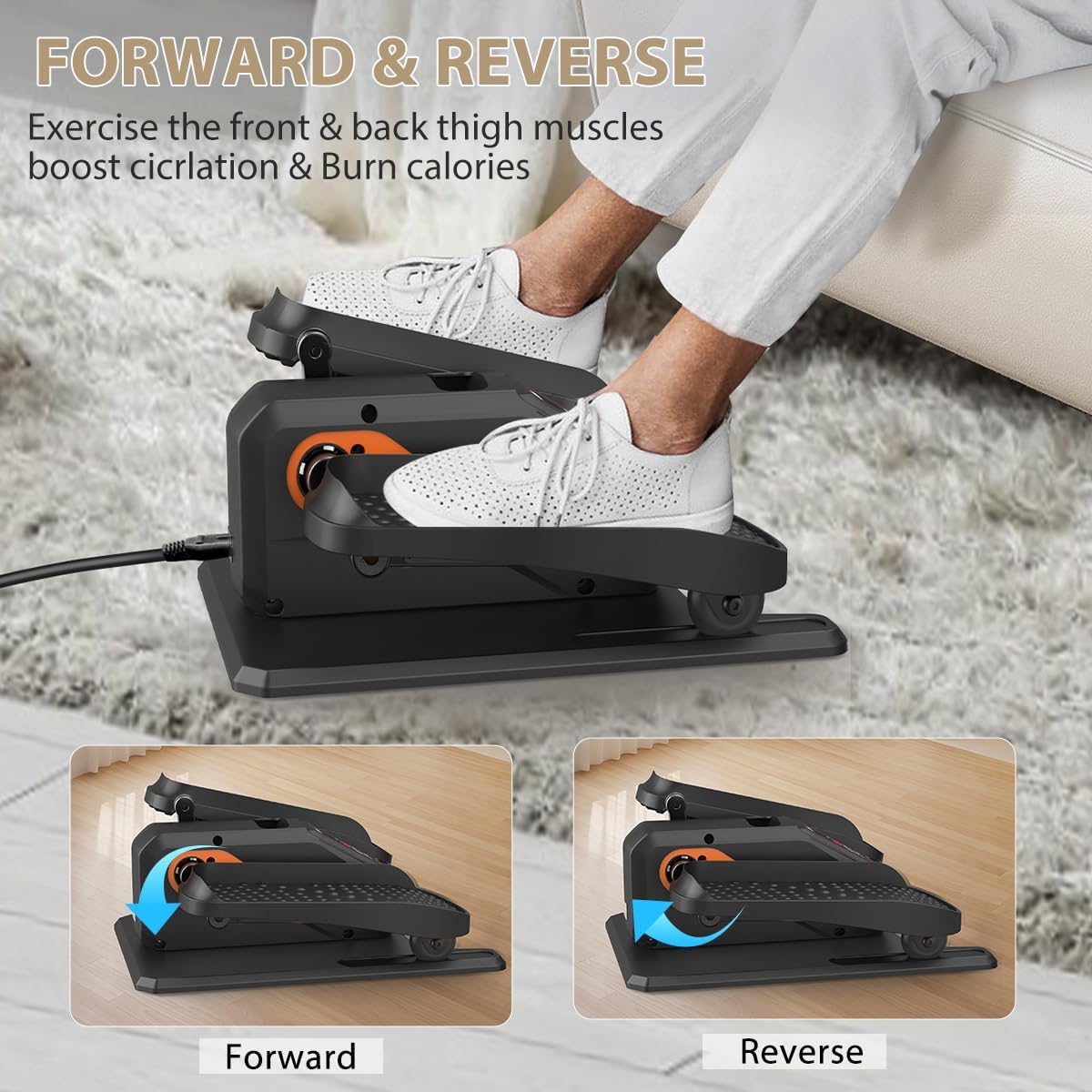 Skiennix Under Desk Elliptical Machine - Quiet Electric Pedal Exerciser with 15 Speeds & Remote Control
