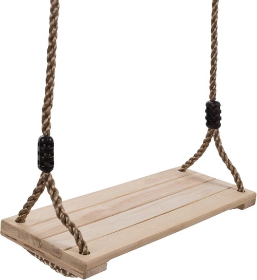 Hey! Play! Wooden Swing - Adjustable Nylon Rope for Kids Playset or Tree | Brown, 80-SA-062