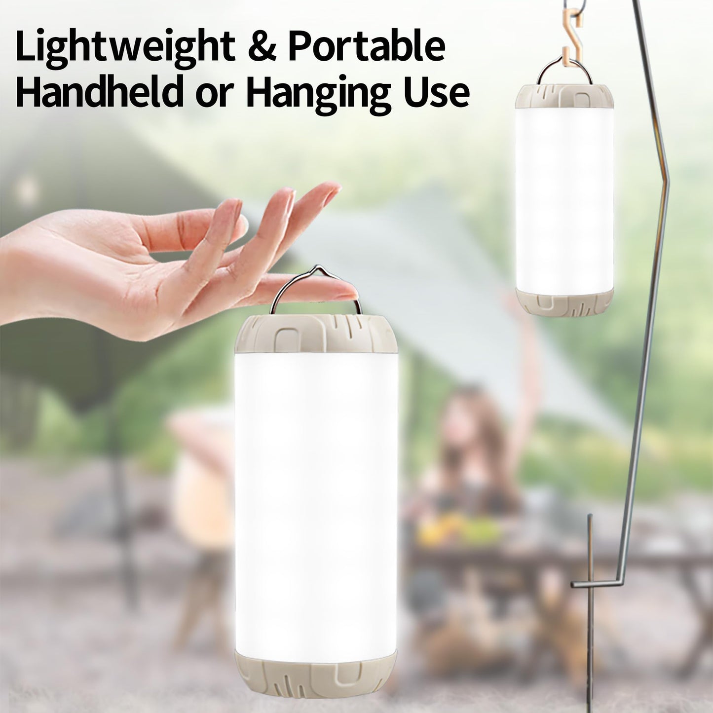 Sawjay Rechargeable Camping Lantern, 1200 Lumens Ultra Bright Portable LED Lantern, Up to 80 Hours Runtime, IP68 Waterproof, 3 Light Modes + SOS Emergency Light for Power Outages, Hiking, Hurricane