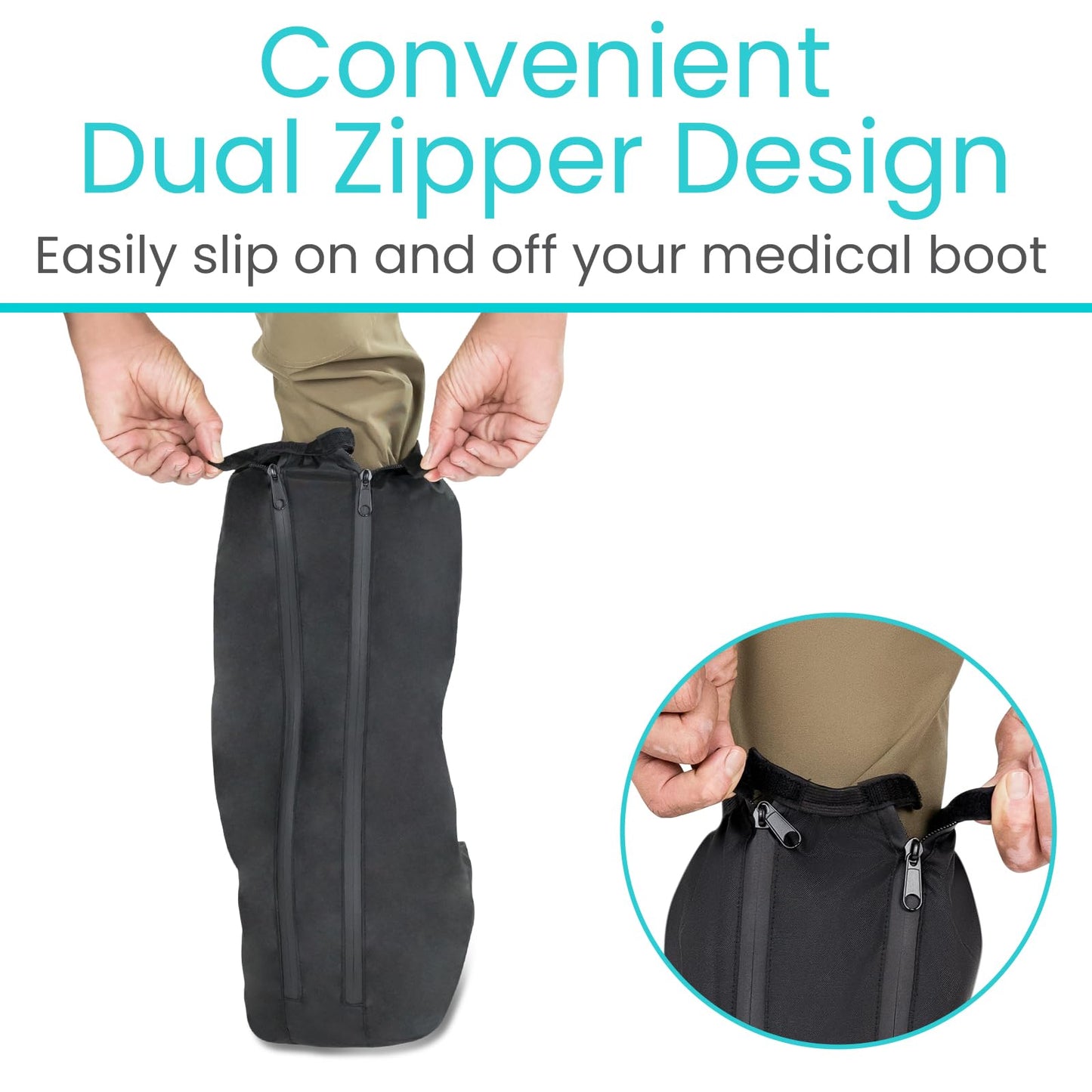 Vive Tall Walking Boot Cover Waterproof - for Medical Orthopedic Brace & Cast, Fractured Foot Accessories - Prevents Moisture, for Outdoor, Rain, Snow Protection - Non-Slip, Adjustable (Large)