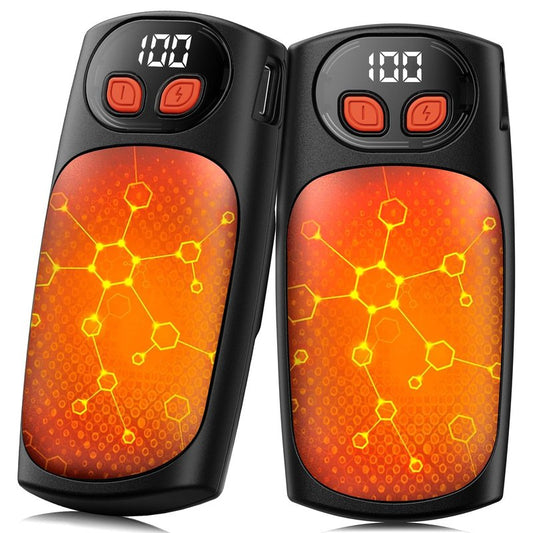 BelleRise Hand Warmers Rechargeable 2Pack,Electric Hand Warmer 20Hrs Long Safe Heat with LED Display,5-Heat Settings,Portable Pocket Heater,Hunting Essentials,Gifts for Christmas,Golf Camping（Black）