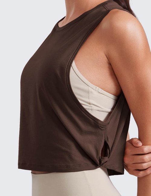 CRZ YOGA Pima Cotton Tank Top for Women - Loose Fit Sleeveless Workout Shirt | Ideal for Yoga & Gym