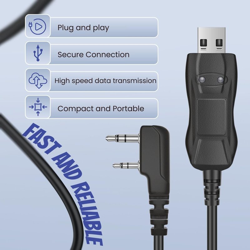 TNP FTDI Programming Cable - USB 2 Pin for Baofeng Programming Cable, Btech, Wouxun, Radioddity & Kenwood Two Way Radios - 3 FT Plug and Play, Durable Ham Radio CHIRP Compatible with Windows Mac Linux