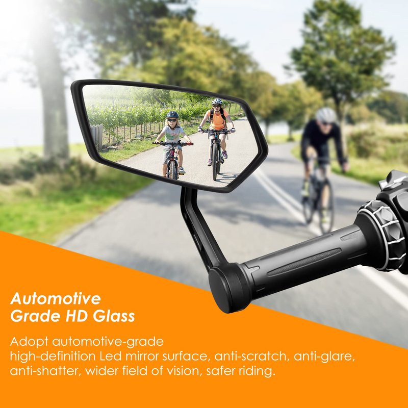 Arkham Bike Mirror for 0.59-0.65" Diameter Handlebar HD Bar End Bicycle Mirror Thickened Auto-Grade Glass for Handlebar Rearview Mirror Essential Bike Tool for Bicyclists E-Bike (Left)
