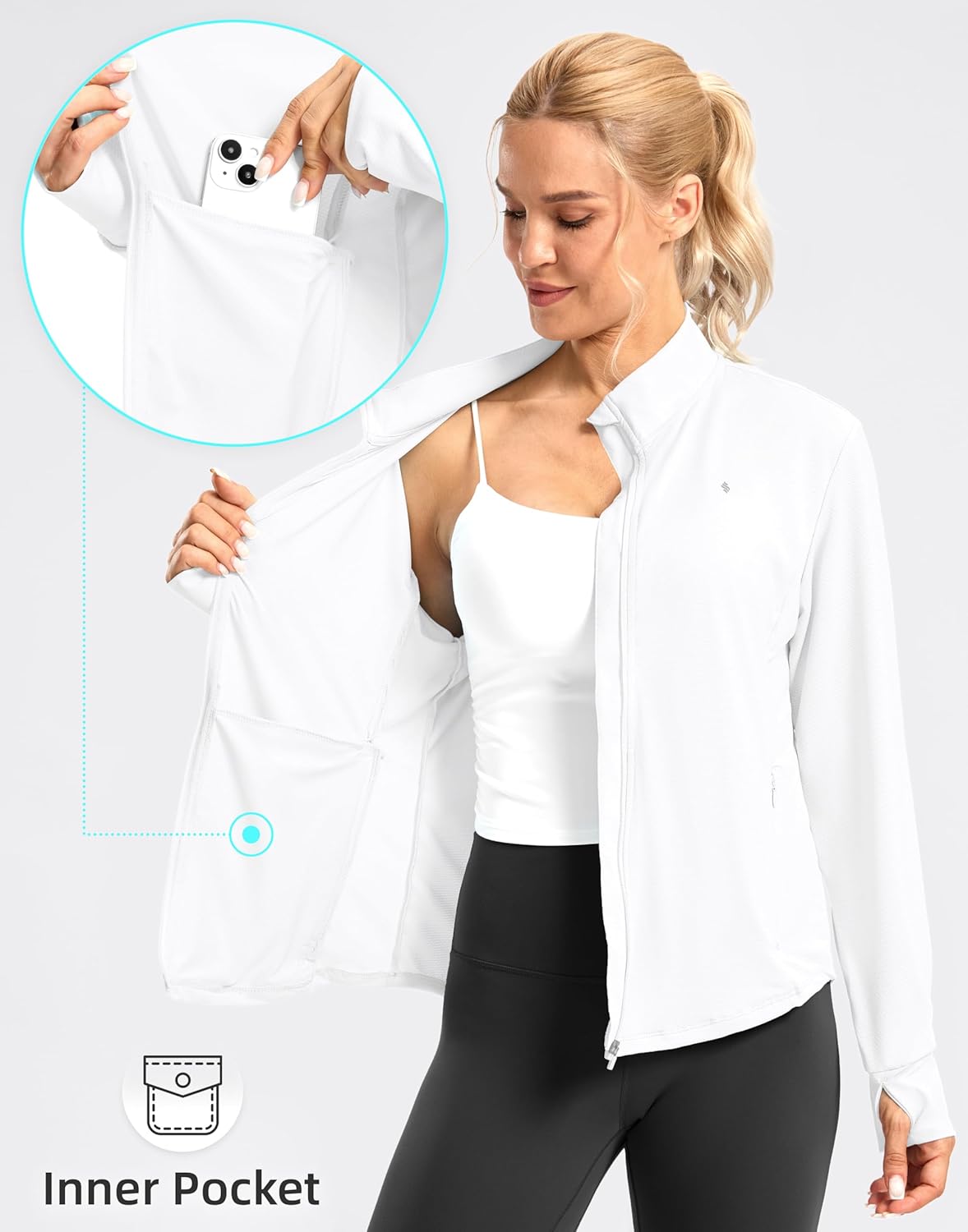 Soothfeel Women's Lightweight Athletic Jacket - UPF 50+ Sun Protection | Zip-Up Long Sleeve for Hiking & Workouts
