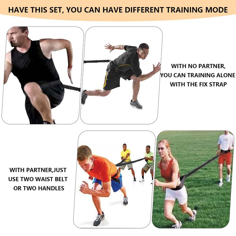 Tuyzhrymlic Speed and Agility Training Equipment, Two Resistance Bands and Adjustable Waist Belts 8pcs 80lb for Solo or Partner Exercise to Maximize Strength Power Focus Suitable for Muti-Sports