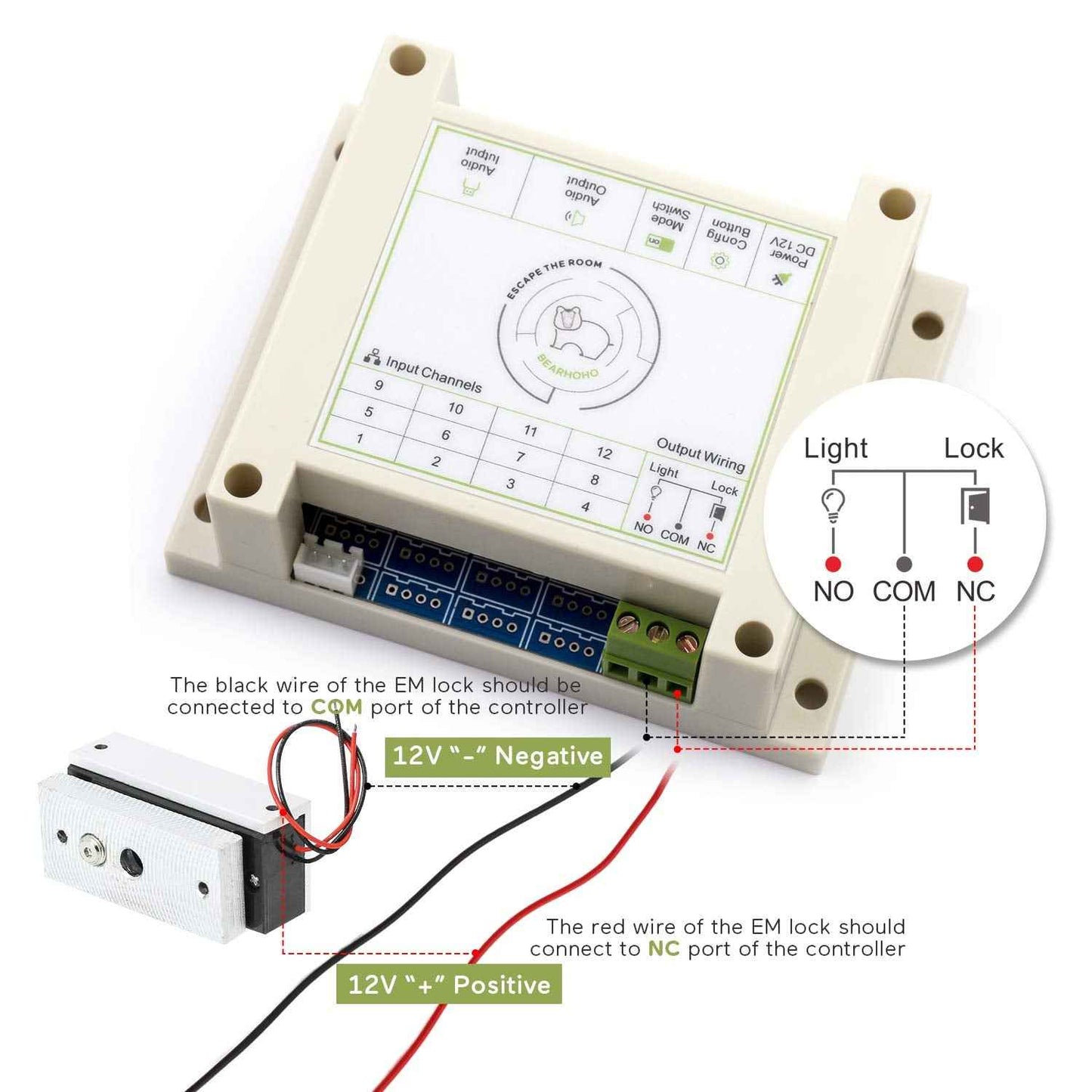 BearHoHo Escape Room Props Hold Hands As Bridge to Unlock Support 1-5 People Exit Game to Control 12V EM Lock