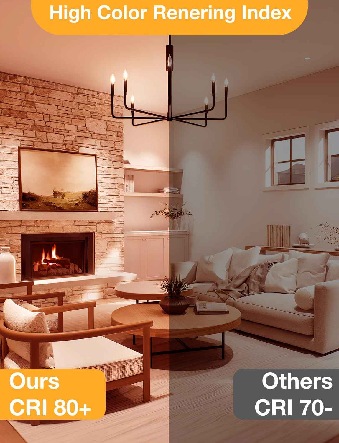 DAYBETTER Chandelier Light Bulbs, Candelabra Light Bulbs 40 Watt Equivalent E12 LED Bulb Dimmable, 2700K Soft Warm White, 4.5W 400LM, Flame Tip Vintage Candle Light Bulb, 12 Pack