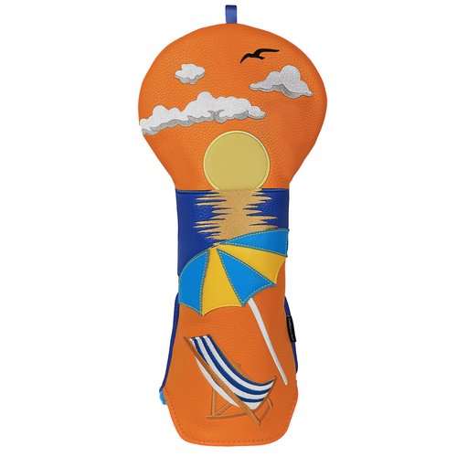 Craftsman Golf Sunset at The Beach Chair Umbrella Orange Golf Driver Headcover Head Cover Fits Up to 460cc