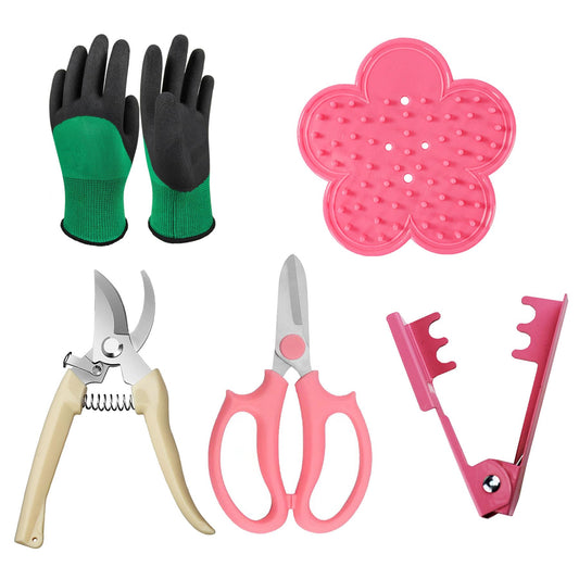 Floral Tool Kit, Rose Thorn Stripper Tool Garden Pruning Shears Scissors Kit, Glove for Floral Making Supplies,Use for Florist Supplies