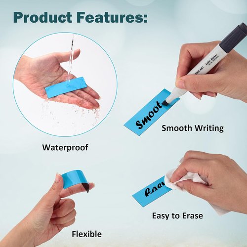 LLPT Magnetic Dry Erase Labels - 1" x 3" Blank Writable Stickers | 50 Pack for Easy Organization