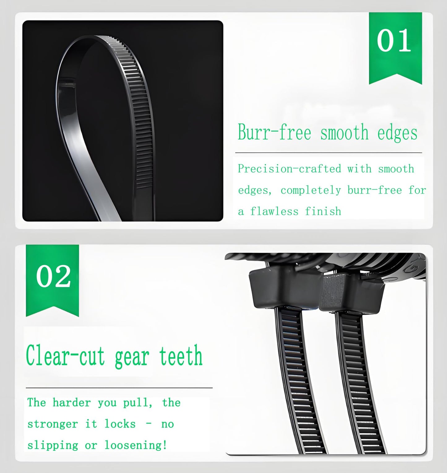 AGAOTIAN Heavy Duty 20 Inch Zip Ties, 50 Pack - Extra Long Black Cable Ties for Outdoor Use, 200 LB Tensile Strength, Durable Plastic Wire Ties