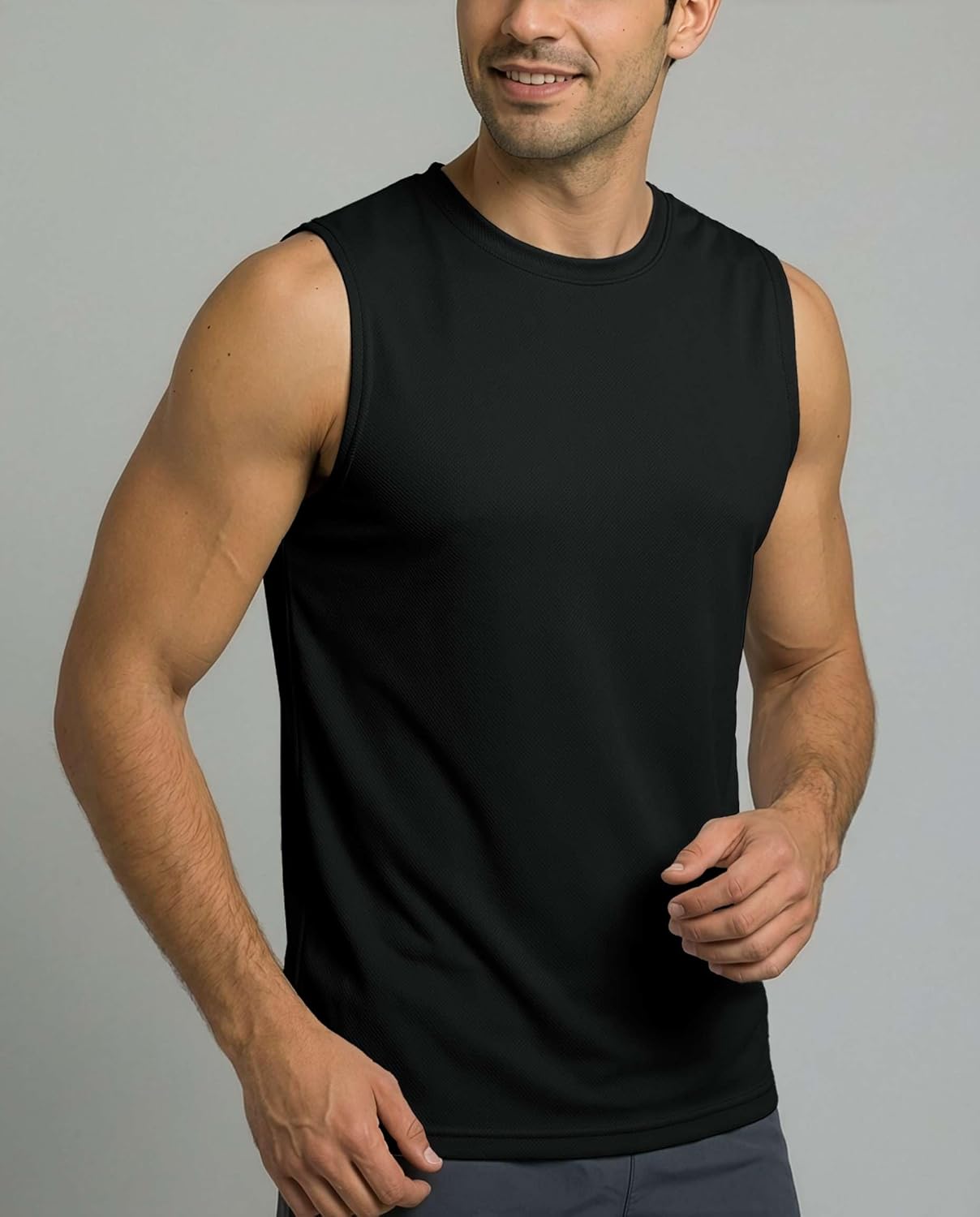 Real Essentials Men's Mesh Active Athletic Tech Tank Tops - 5 Pack for Workout & Training | Big & Tall Available
