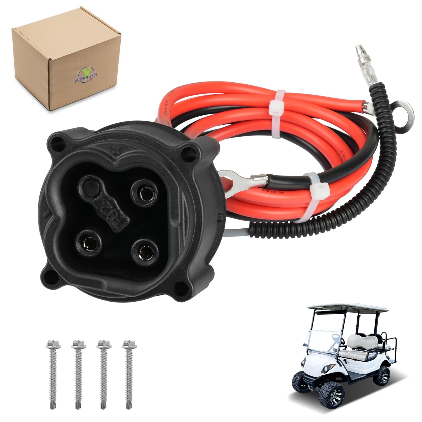 Panglong Golf Cart 48V MAC DC Charger-Plug Powerwise Receptacle fits Yamaha Golf Cart Charger Plug, Suitable for Yamaha G29 Drive 2008-2010 Golf Cart, OEM# JW2-H6181-02-00, JW2-H6181-01-00