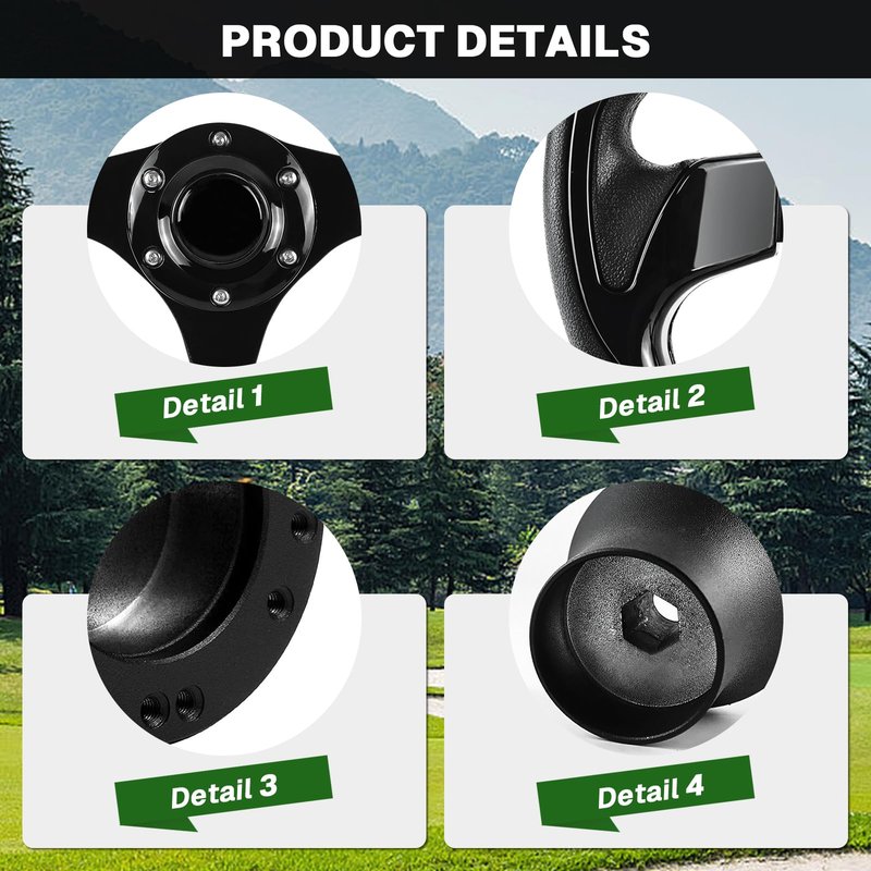 VOONKE Golf Cart Steering Wheel and Golf Adapter for CLUB CAR PRECEDENT Bundle-(5156BLACK)