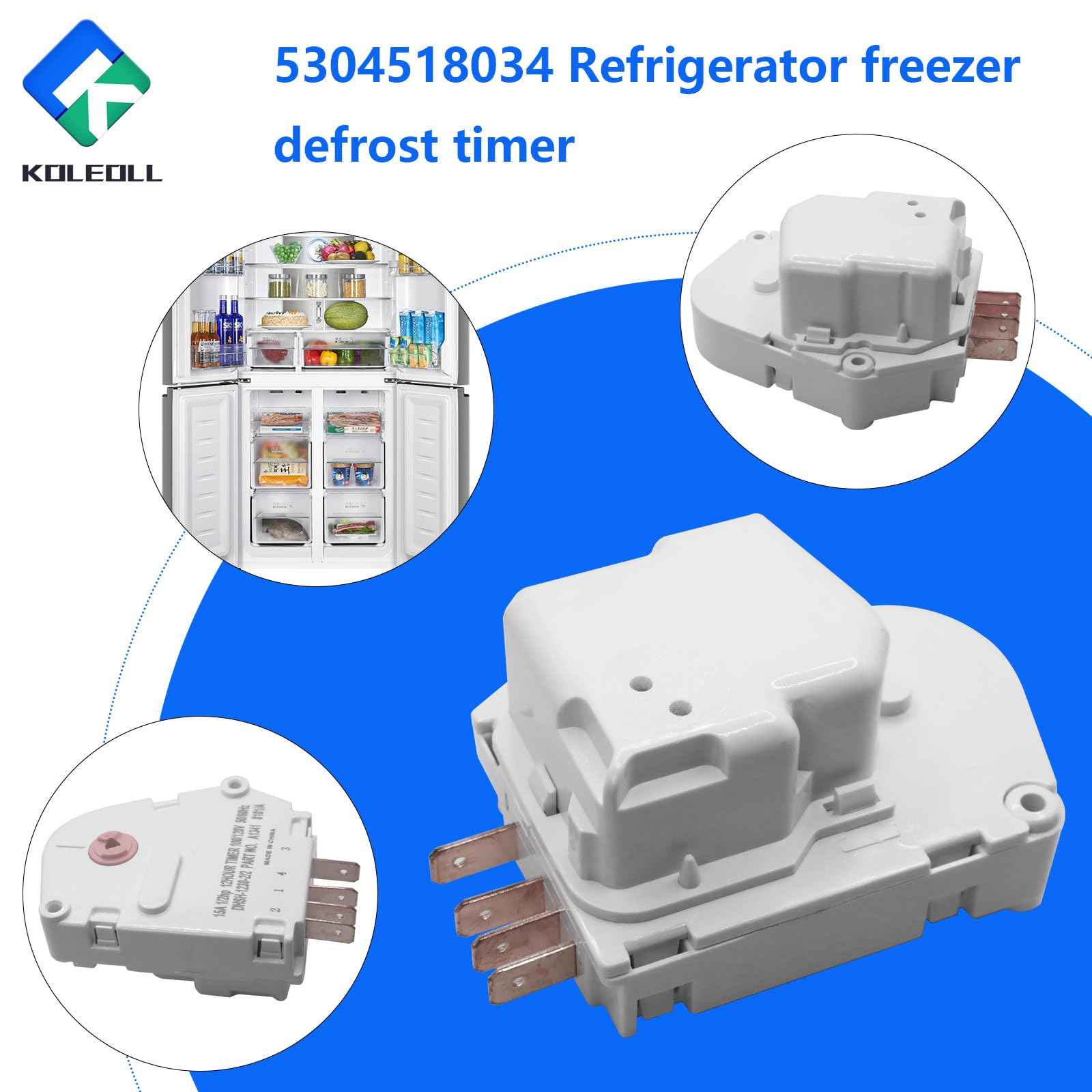 5304518034 Refrigerator Freezer Defrost Timer Compatible with Whirlpool Frigidaire Kenmore Replaces 216563000 297318010 216744500 216744400 216517400 AP6799886
