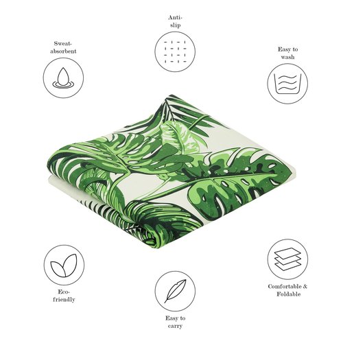 JOOEER Foldable Yoga Mat, Non-slip Suede Fitness Mat With Carry Bag for Hot Yoga, Exercise, Pilates, 1.5mm Thick Lightweight Exercise Yoga Mat for Women, Green