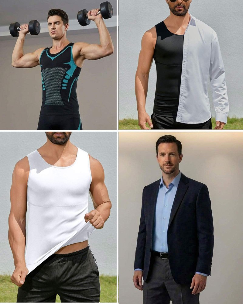 XINGCOOL Gynecomastia Compression Shirt Men Shapewear Tank Top Muscle Sleeveless Workout Shirts Tummy Control Undershirts for Men Solid Black