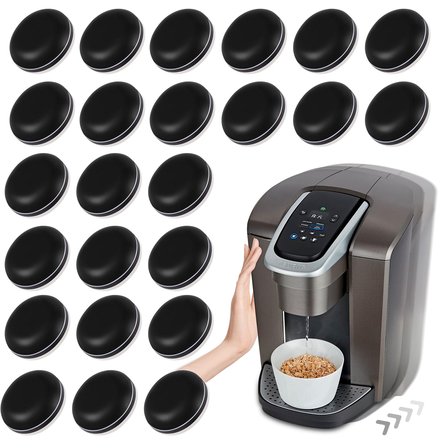Appliance Sliders for Kitchen Black 24 PCS Self-Adhesive Small Kitchen Appliance Slider Hacks Easy to MovIing & Space Saving Must Have Gadgets Mixer Accessories for countertop