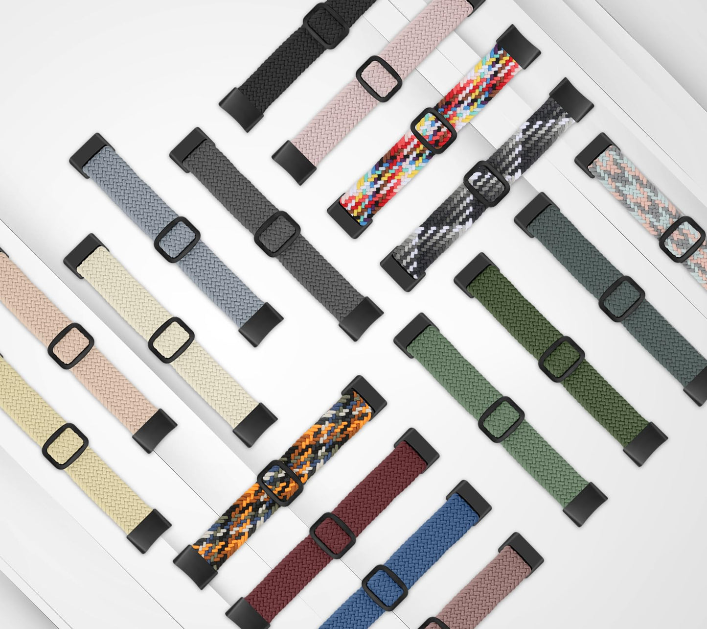 10 Pack Braided Stretchy Adjustable Straps Compatible for Fitbit Charge 5 Fitbit Charge 6 Bands for Women Men,Sport Elastic Nylon Cloth Wristbands for Charge 5/6