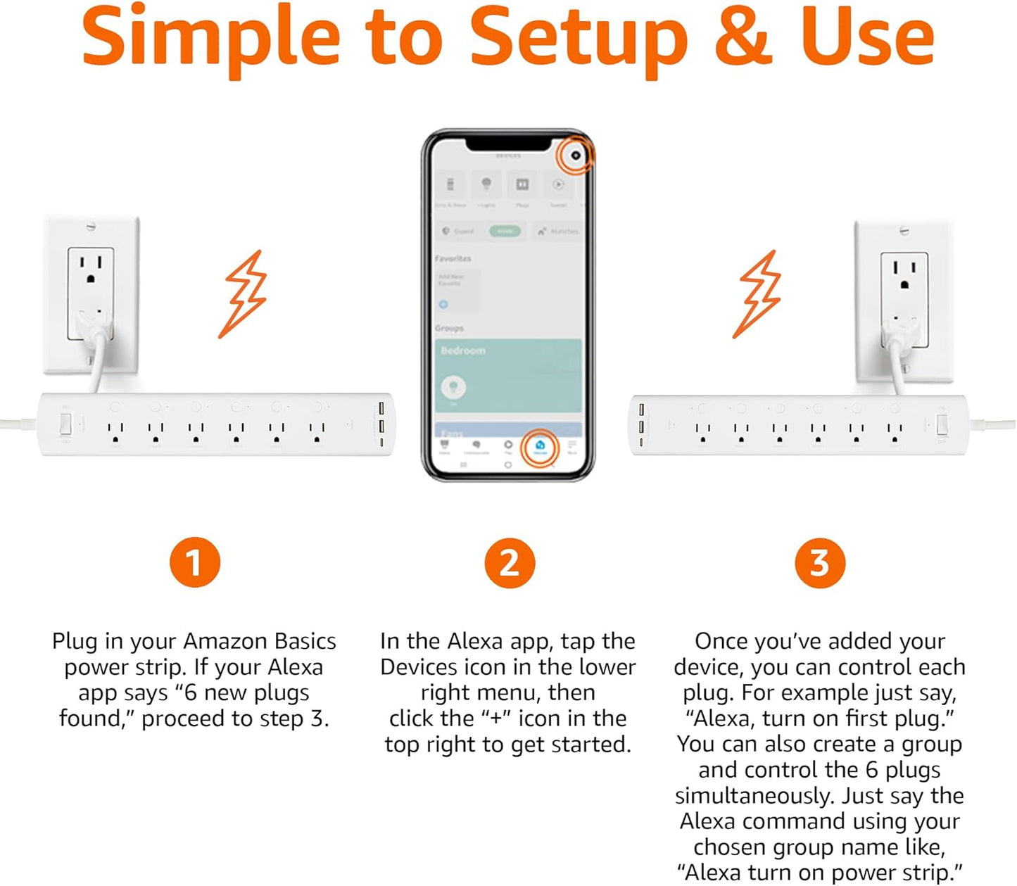 Smart Plug Power Strip with 6 Outlets & 3 USB Ports - Works with Alexa, Wi-Fi, White