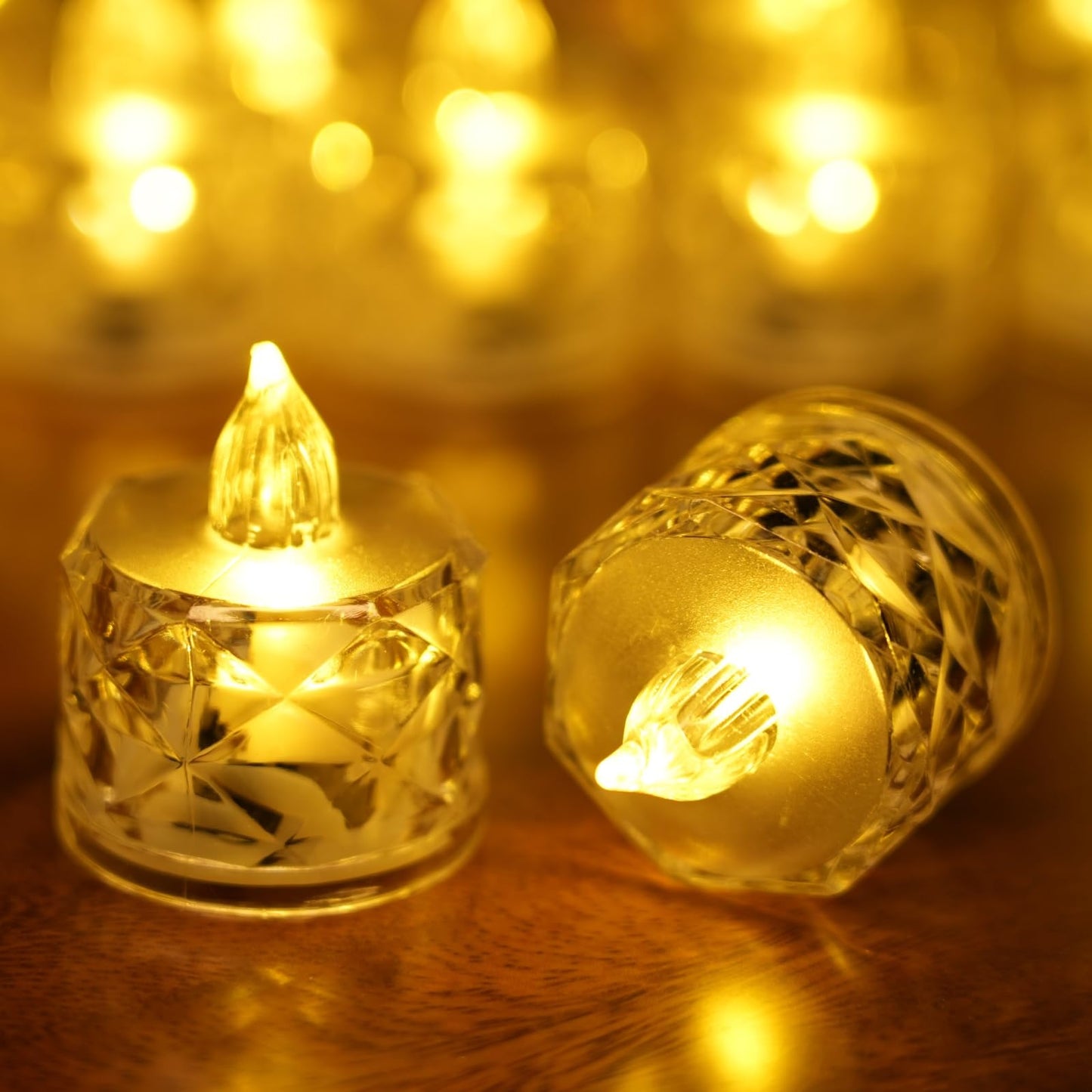 SupBri 12 Pack Crystal LED Tea Light Candles, Battery Operated, Flameless, Kids & Pets Friendly, Long Battery Life, Modern Design for Decoration, Wedding, Party, Dating, Festival Celebration, Dinner