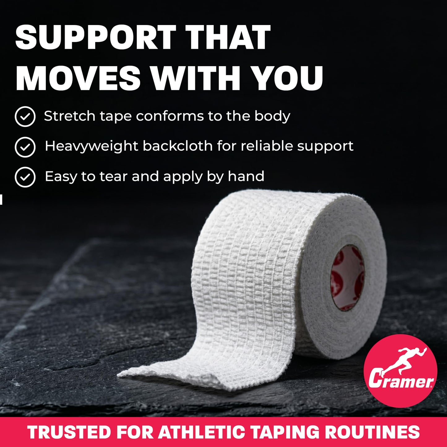 Cramer Pro-Lastic Stretch Tape, Easy Tear Athletic Tape, Flexible Elastic Tape with Premium Adhesive, Support for Wrist & Ankle Injury Taping, Compression Wrap, Bulk , 2" X 7.5 Yard - 24 Rolls - White