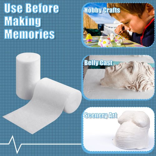 Treela 24 Rolls Cast Padding Individual Pack Undercast Padding Roll Wrap Bandage with Plaster Soft Cloth for Halloween Wrap Bandage Art Projects Body Casts Mask Making Supplies(4 Inch x 8.9 ft)